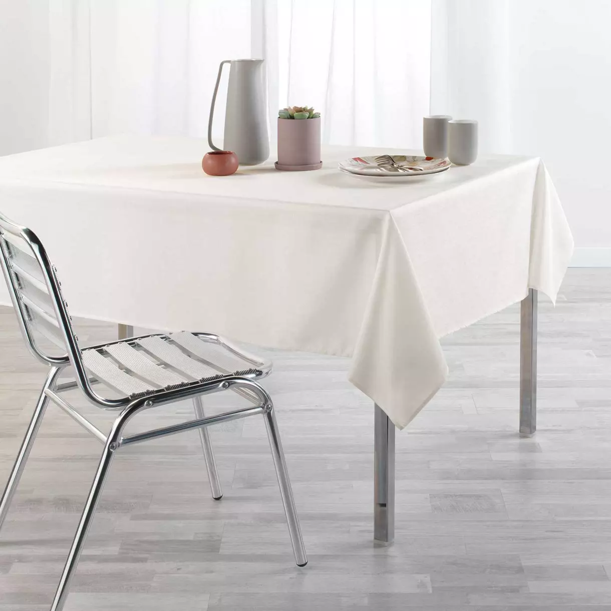 Nappe rectangulaire enduite (L250 cm) Newton Ecru 1