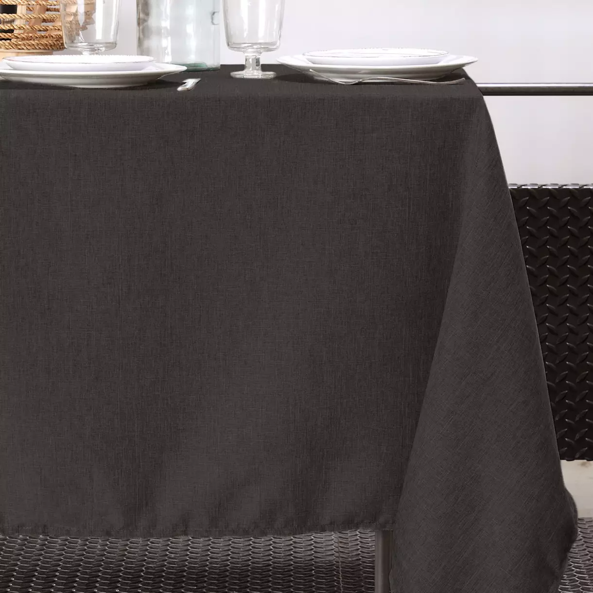 Mantel rectangular (L240 cm) Bea Negro carbón 1