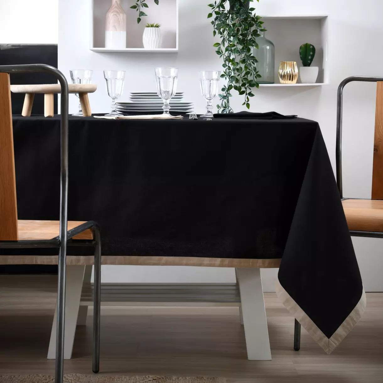 Nappe rectangulaire (L200 cm) Duo Noire 1