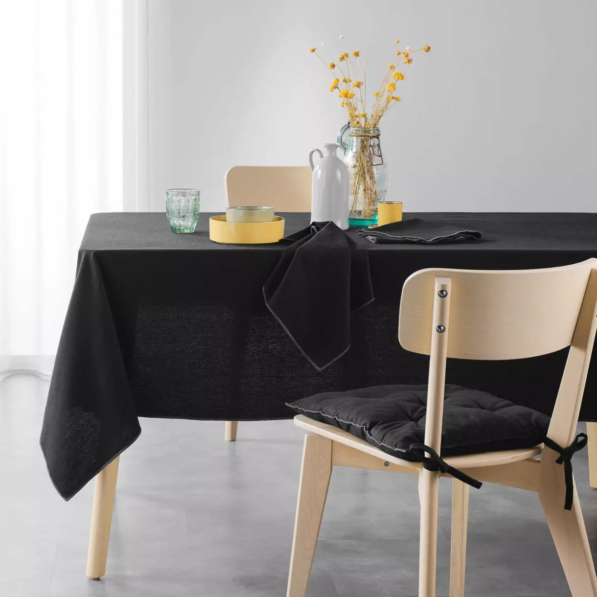 Mantel rectangular algodón reciclado (L240 cm) Mistraline Negro 1