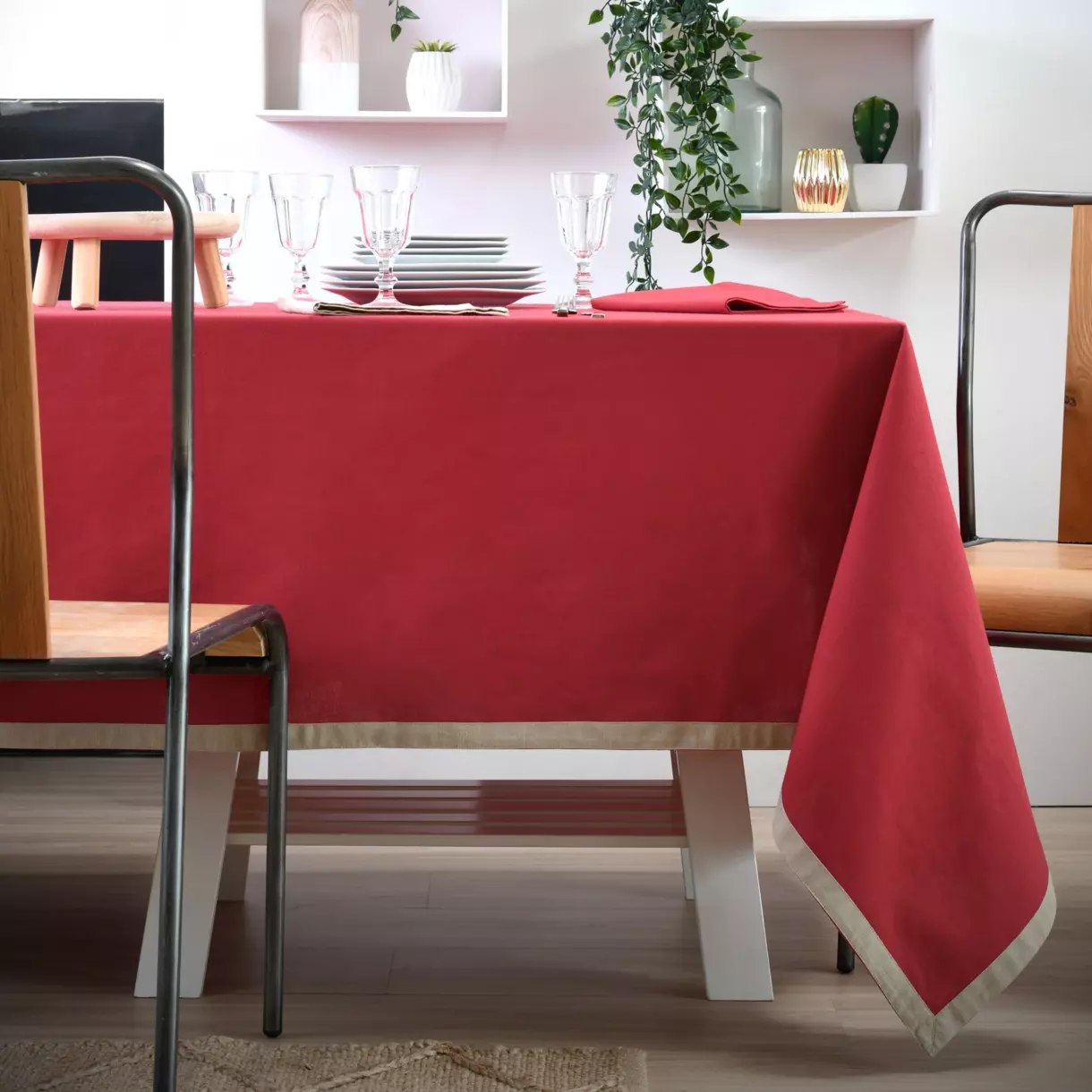 Mantel rectangular (L200 cm) Duo Rojo 1