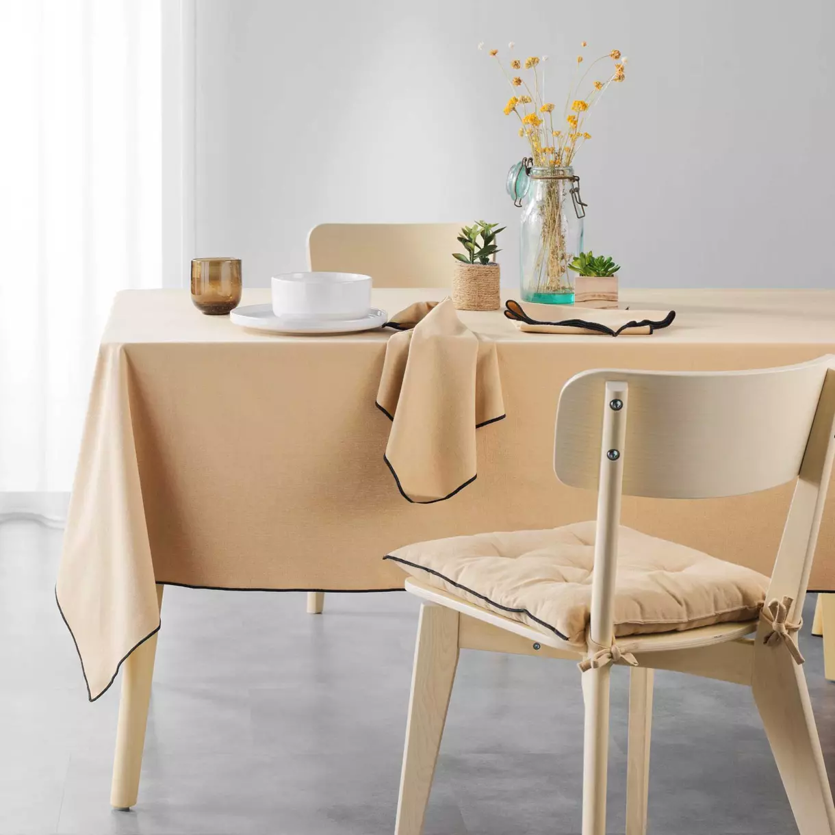 Mantel rectangular algodón reciclado (L240 cm) Mistraline Beige 1