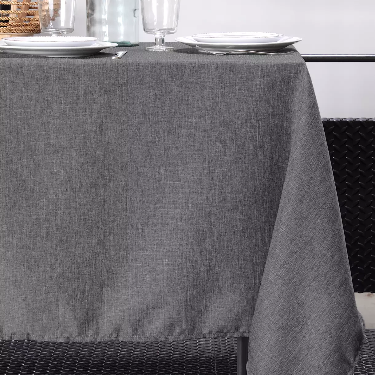 Nappe rectangulaire (L240 cm) Bea Gris foncé 1