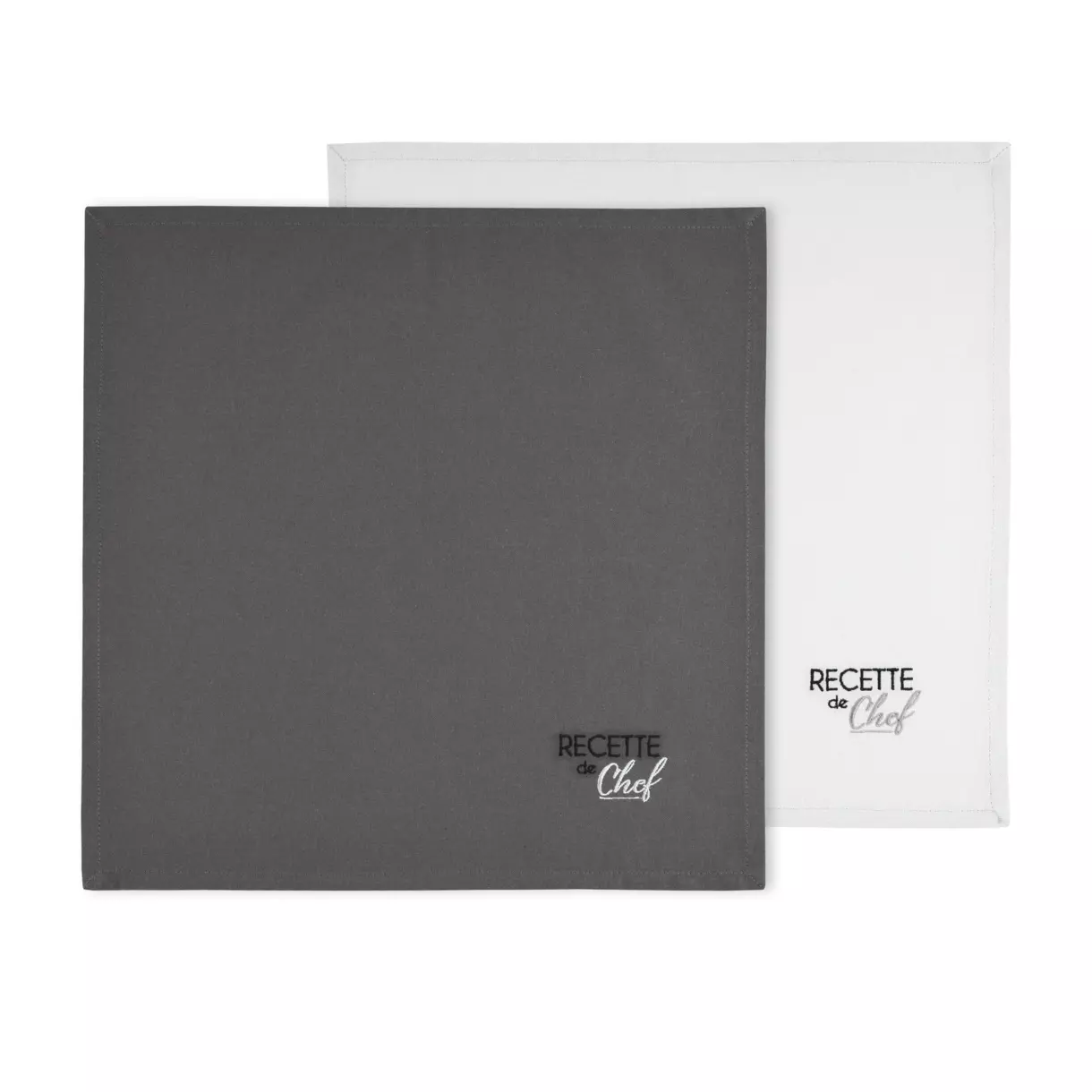 Lot de 2 serviettes coton Duo Gris foncé 1