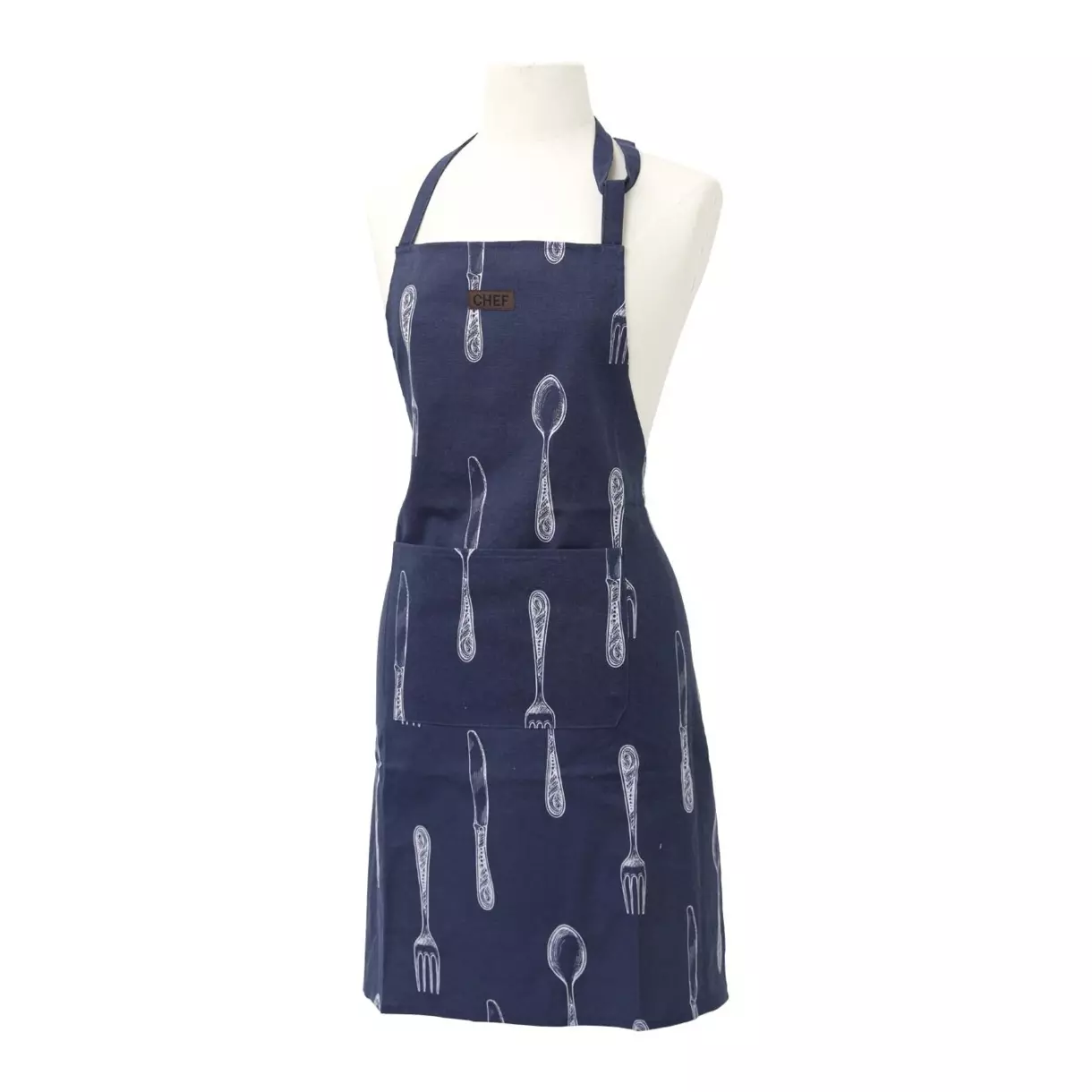 Delantal algodón con bolsillo Chef Azul 1