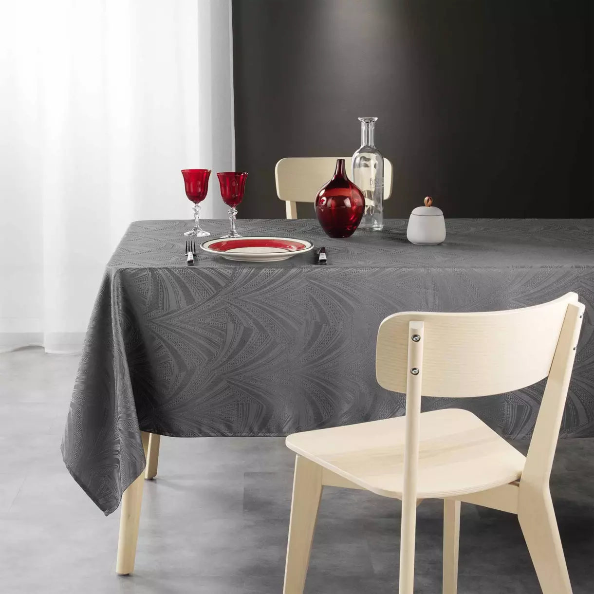 Mantel rectangular anti manchas (240 cm) Lolly Gris antracita 1