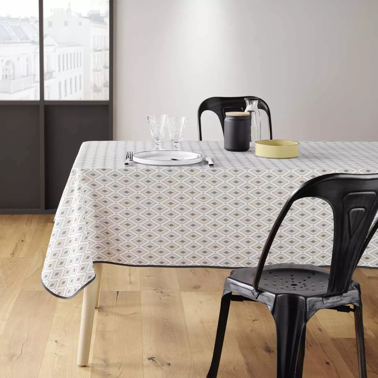 Nappe rectangulaire anti tache (240 cm) Oricia Blanche 1