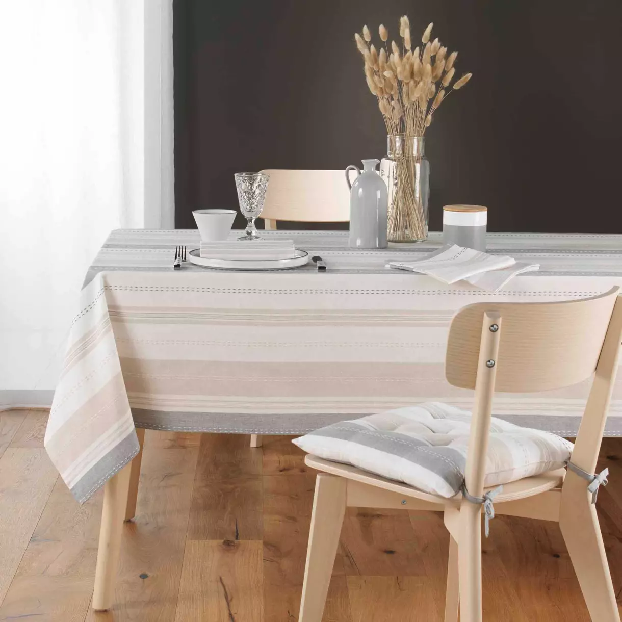 Mantel rectangular algodón reciclado (L240 cm) Andria Beige 1