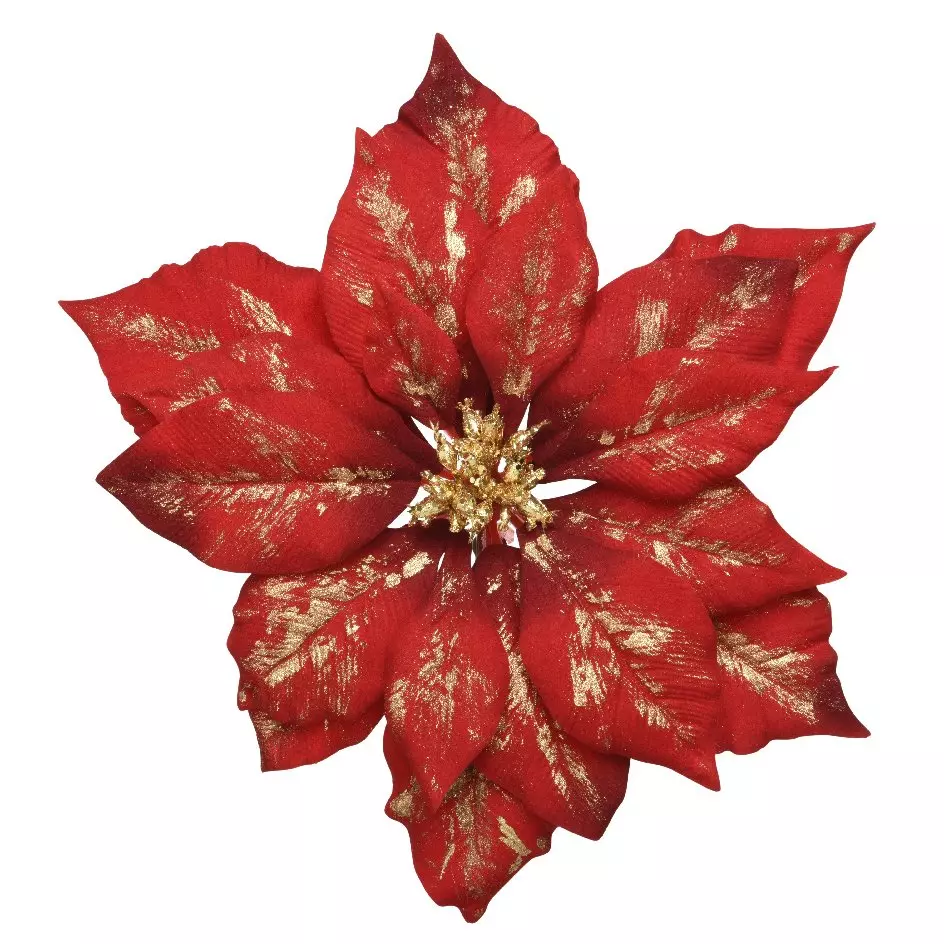 Kerstroos Velours op een clip Rood 1