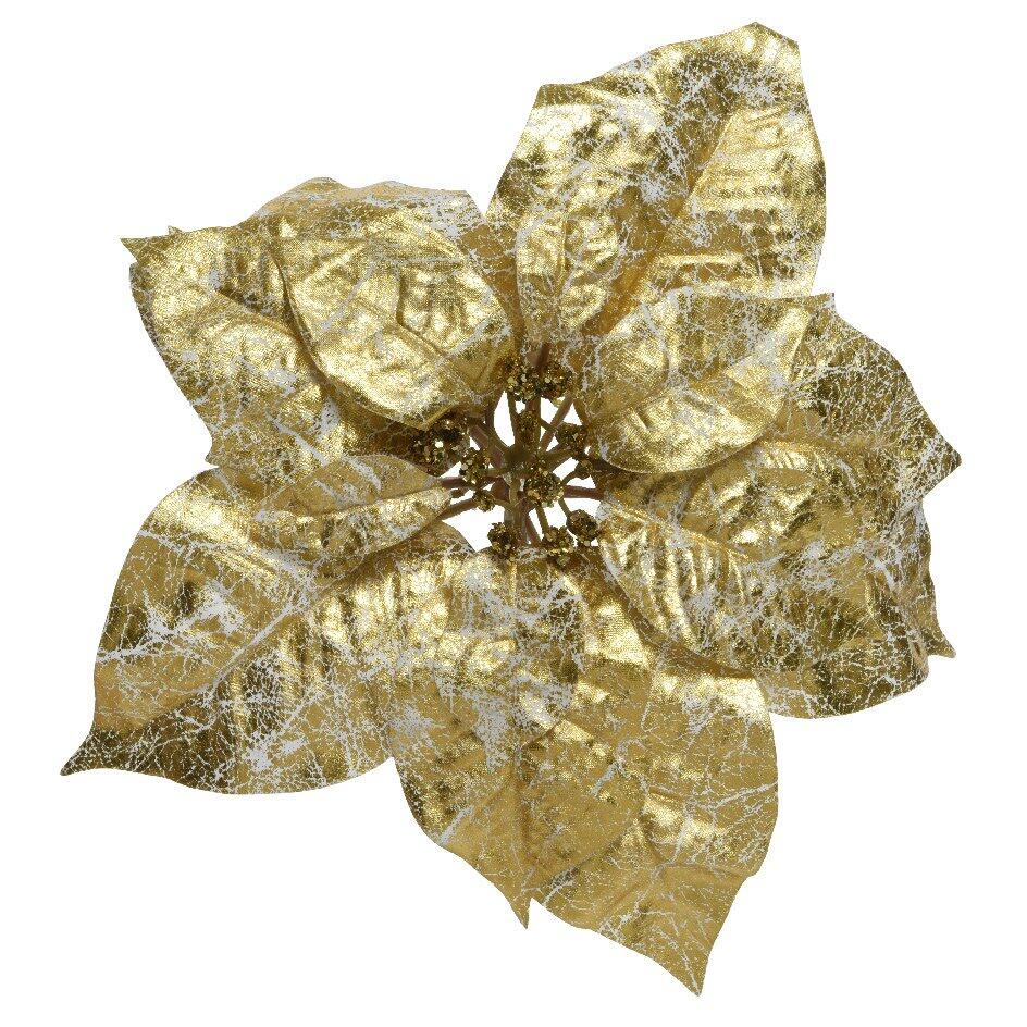 Poinsettia de Navidad (D26 cm) con clip Oro 1