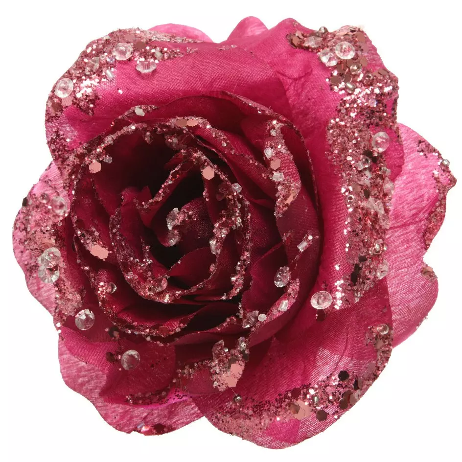 Flor decorativa sobre pinza brillante Magnolia 1