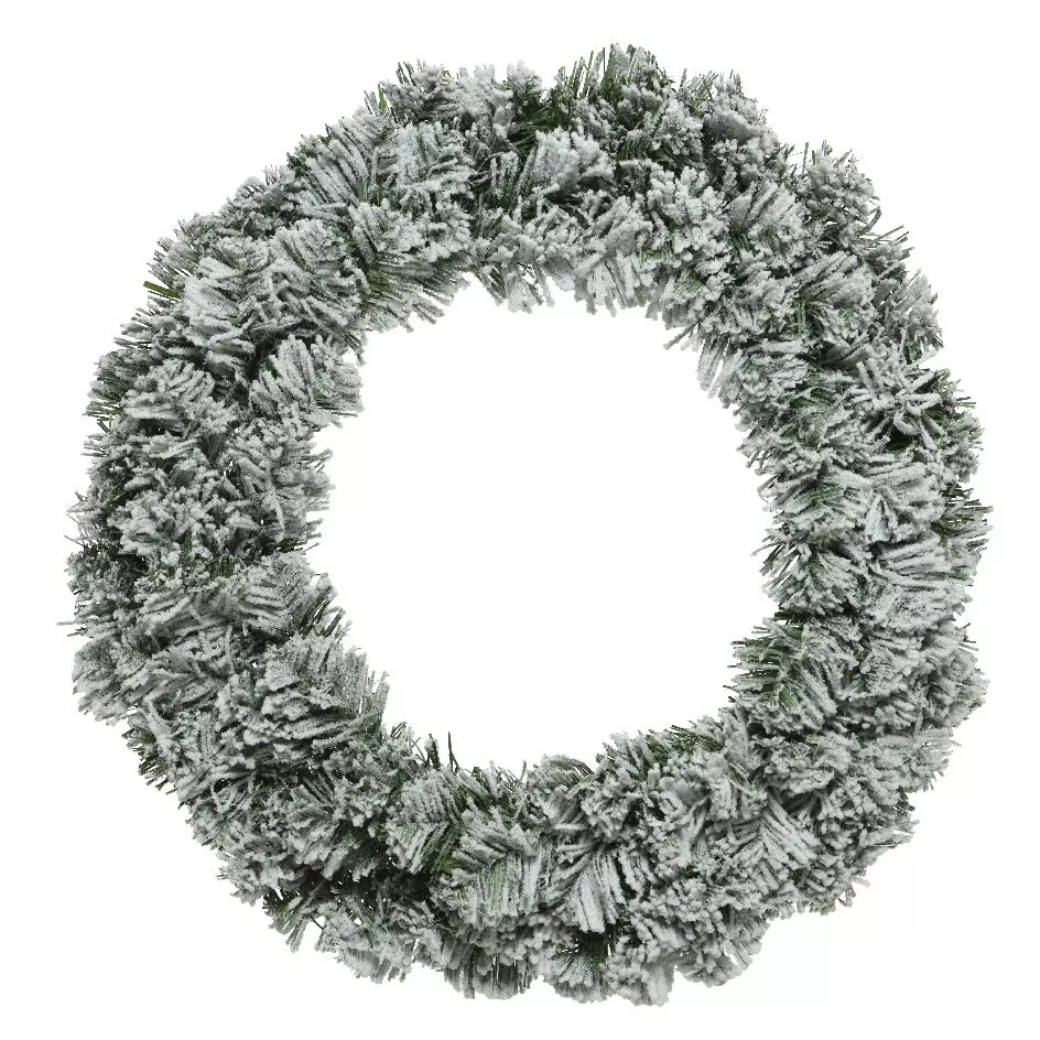 Corona de Navidad centellante Imperial 90 cm verde nevado 1