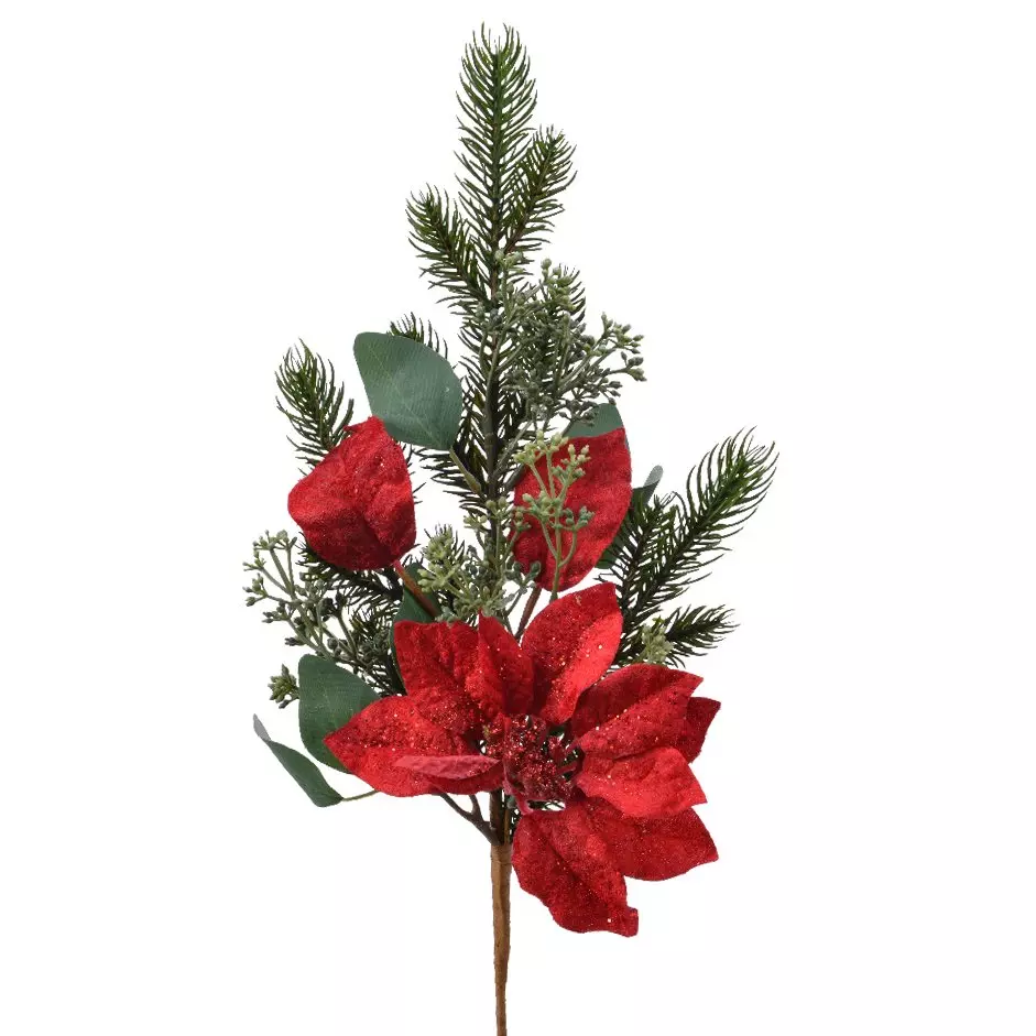 Rama decorativa Poinsettia modelo grande Verde 1