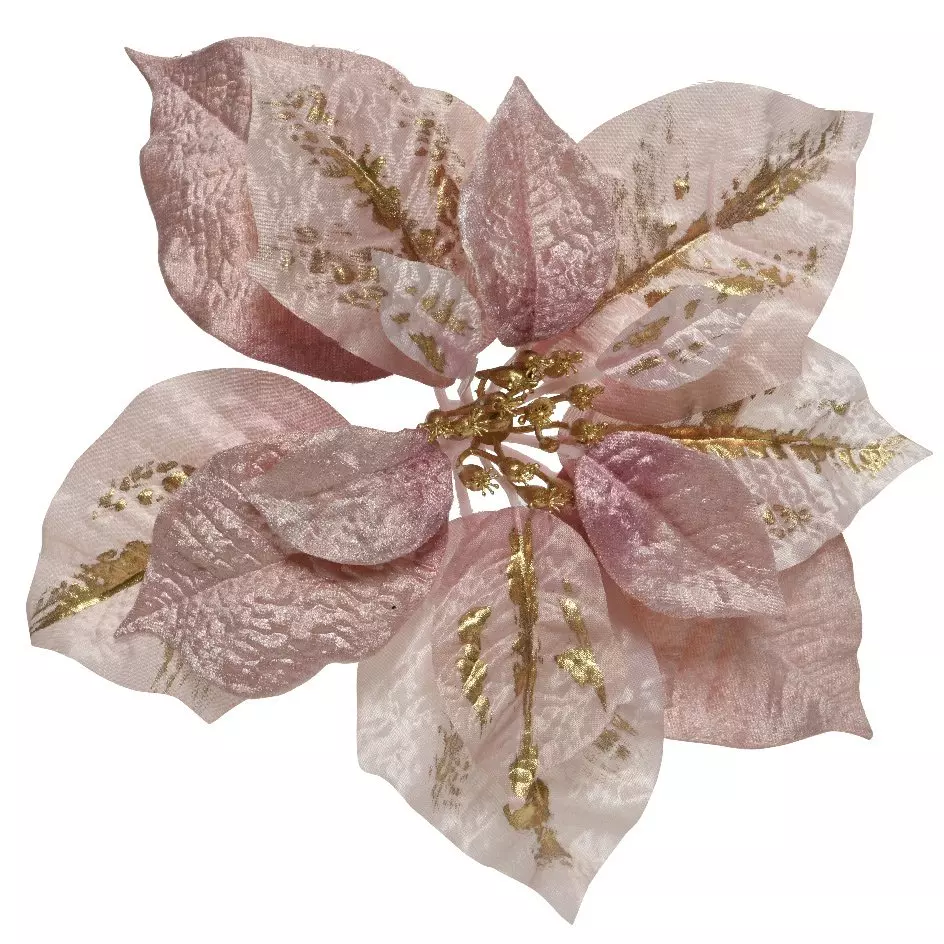 Poinsettia de Navidad En el clip (D26 cm) con clip Rosa palo 1