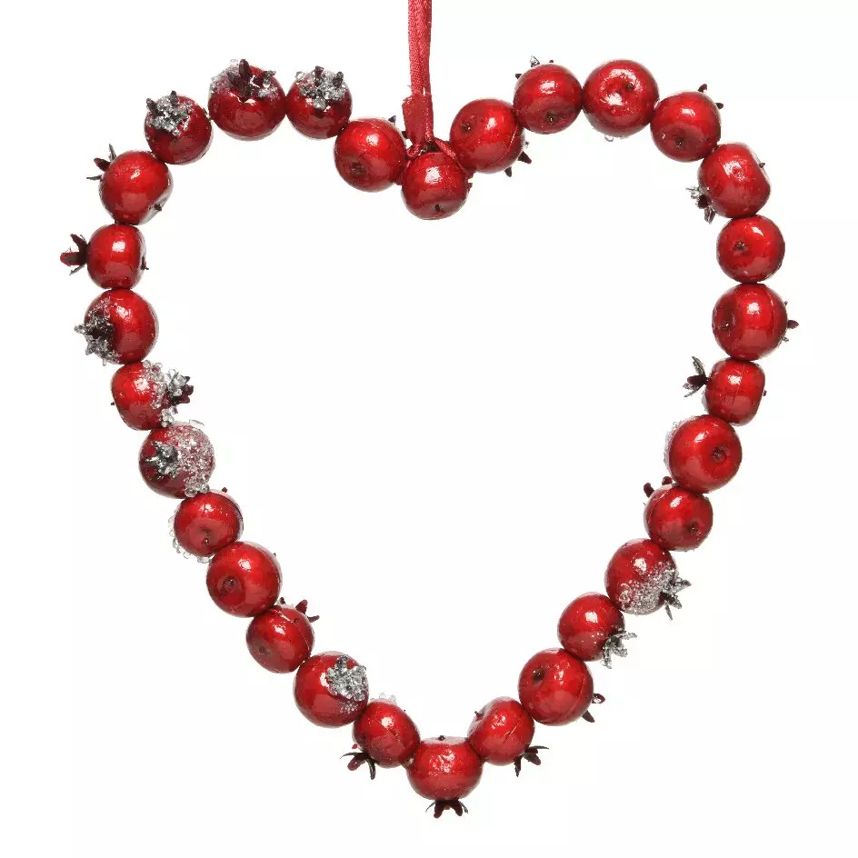 Corona de Navidad Corazón baies Rojo 1