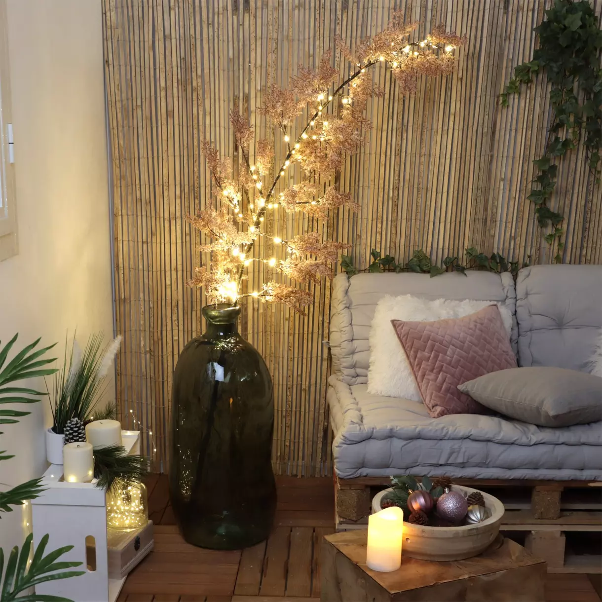 Branche lumineuse Fleurs roses Blanc chaud 1