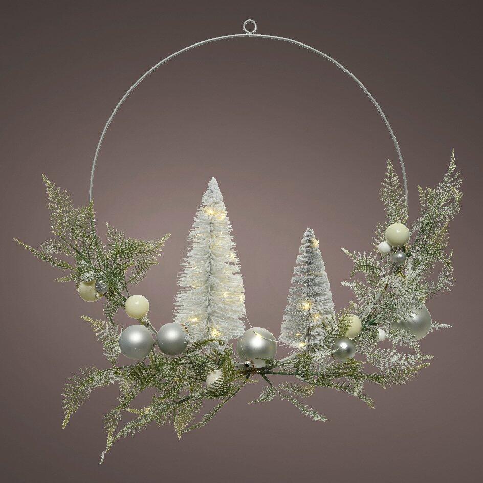 Corona de Navidad luminosa Sapin hivernale Plata 1