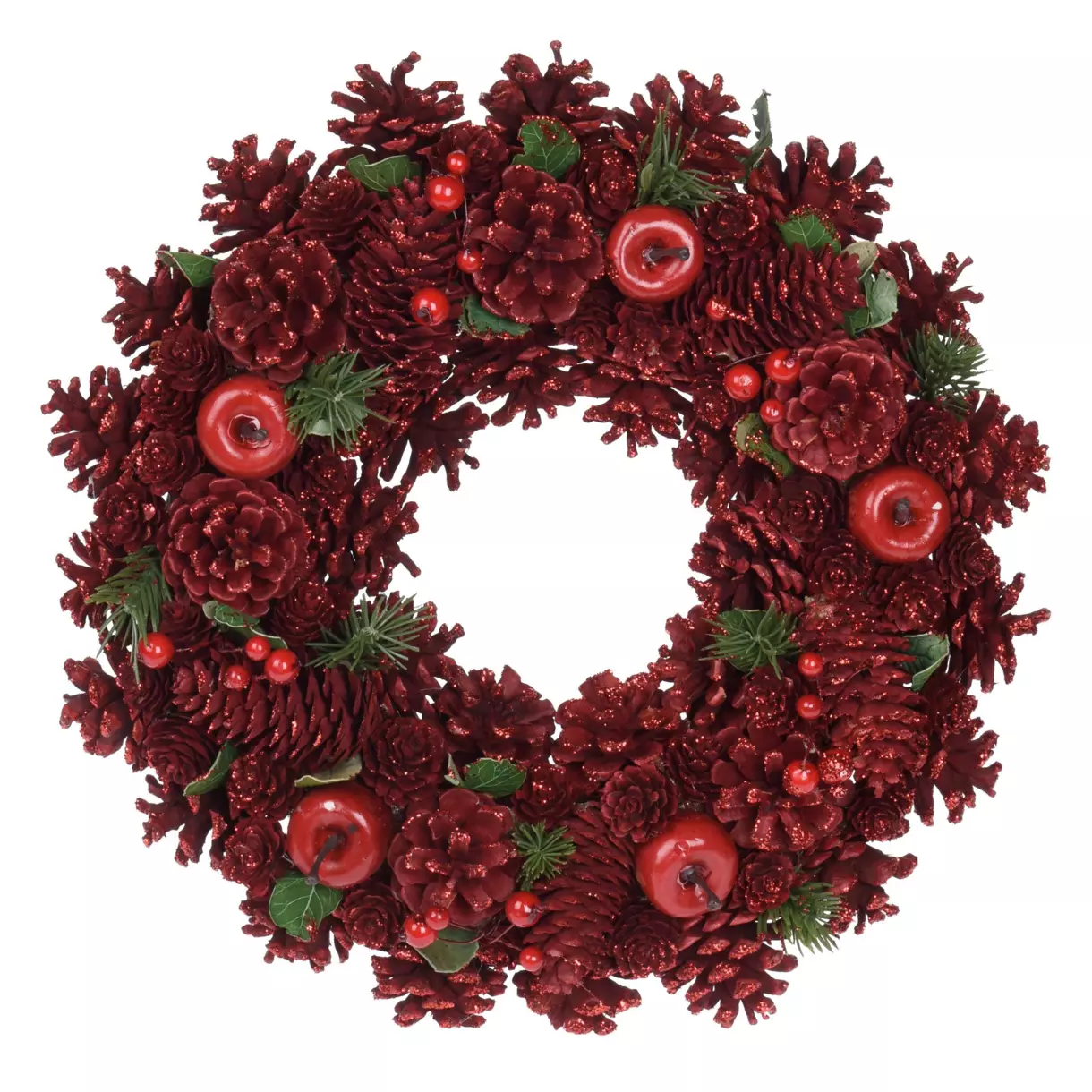 Corona de Navidad decorada Manzanas Rojo 1