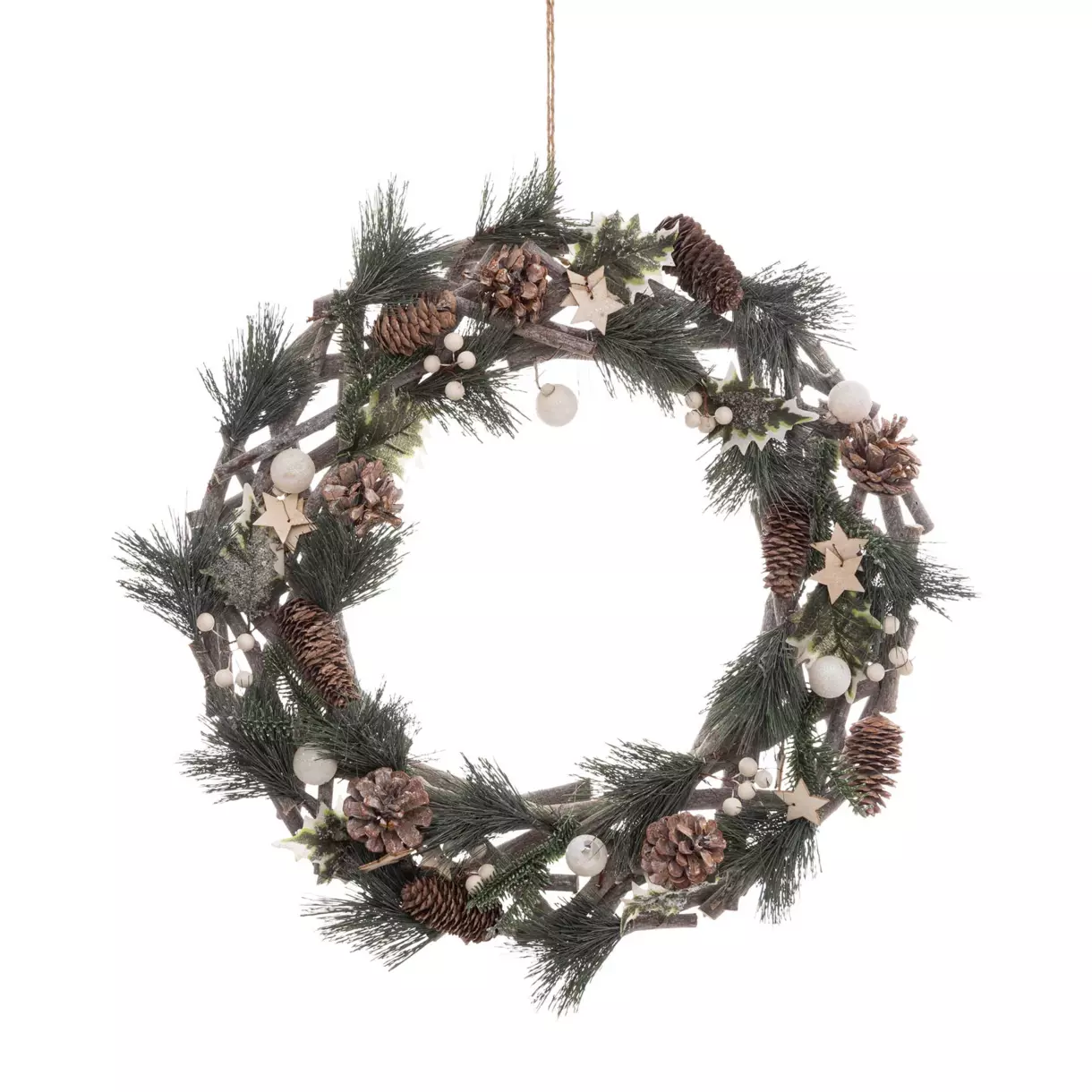 Corona de Navidad estrellas y piñas 1