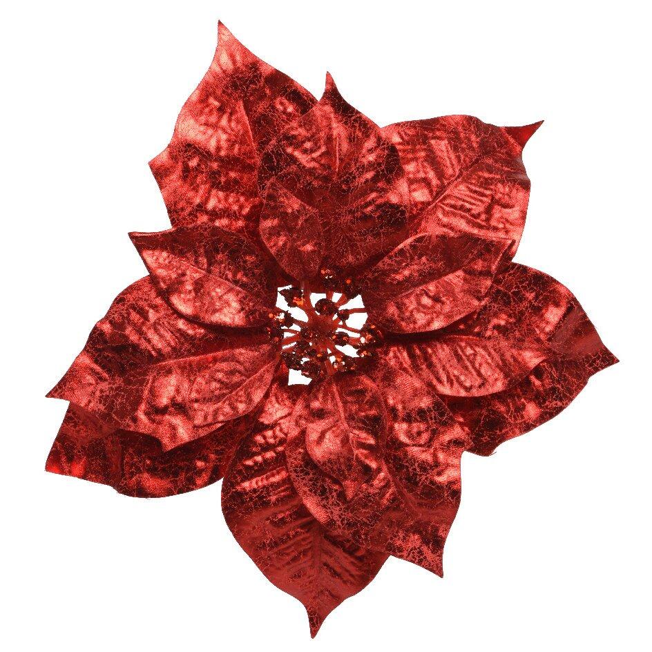 Poinsettia de Navidad (D26 cm) con clip Rojo 1