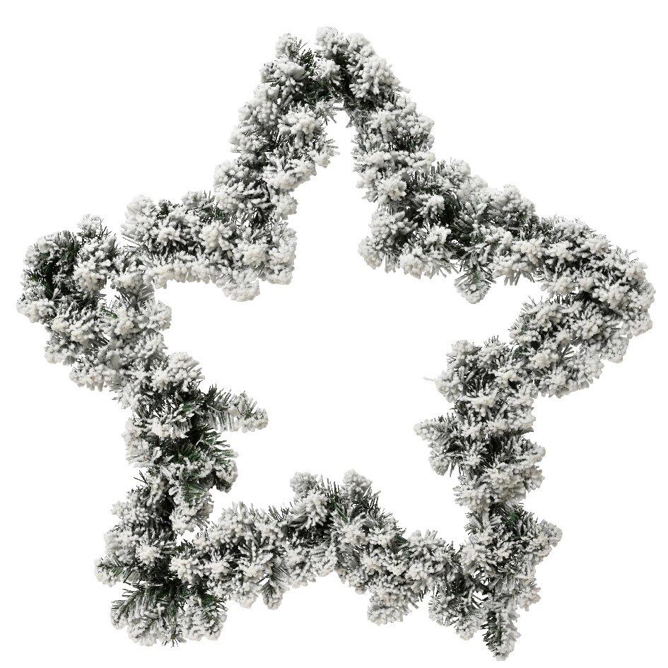 Corona de Navidad Branche d'étoile Vert enneigé 1