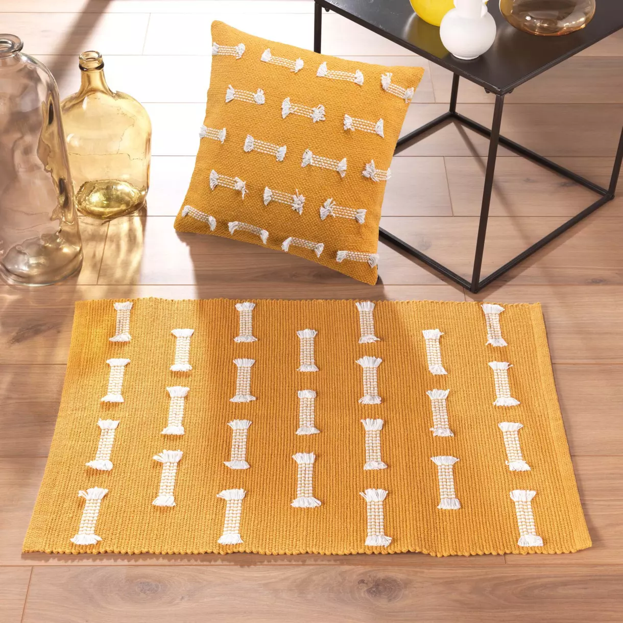 Tapis coton (80 cm) Juline Jaune
