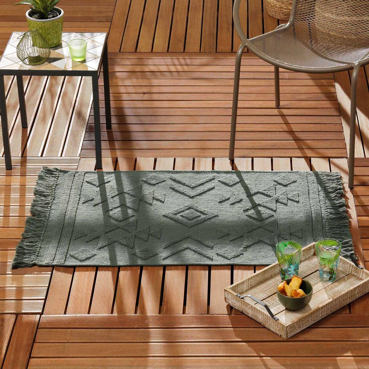 Katoenen tapijt (90 cm) Cilaos Kaki groen 1