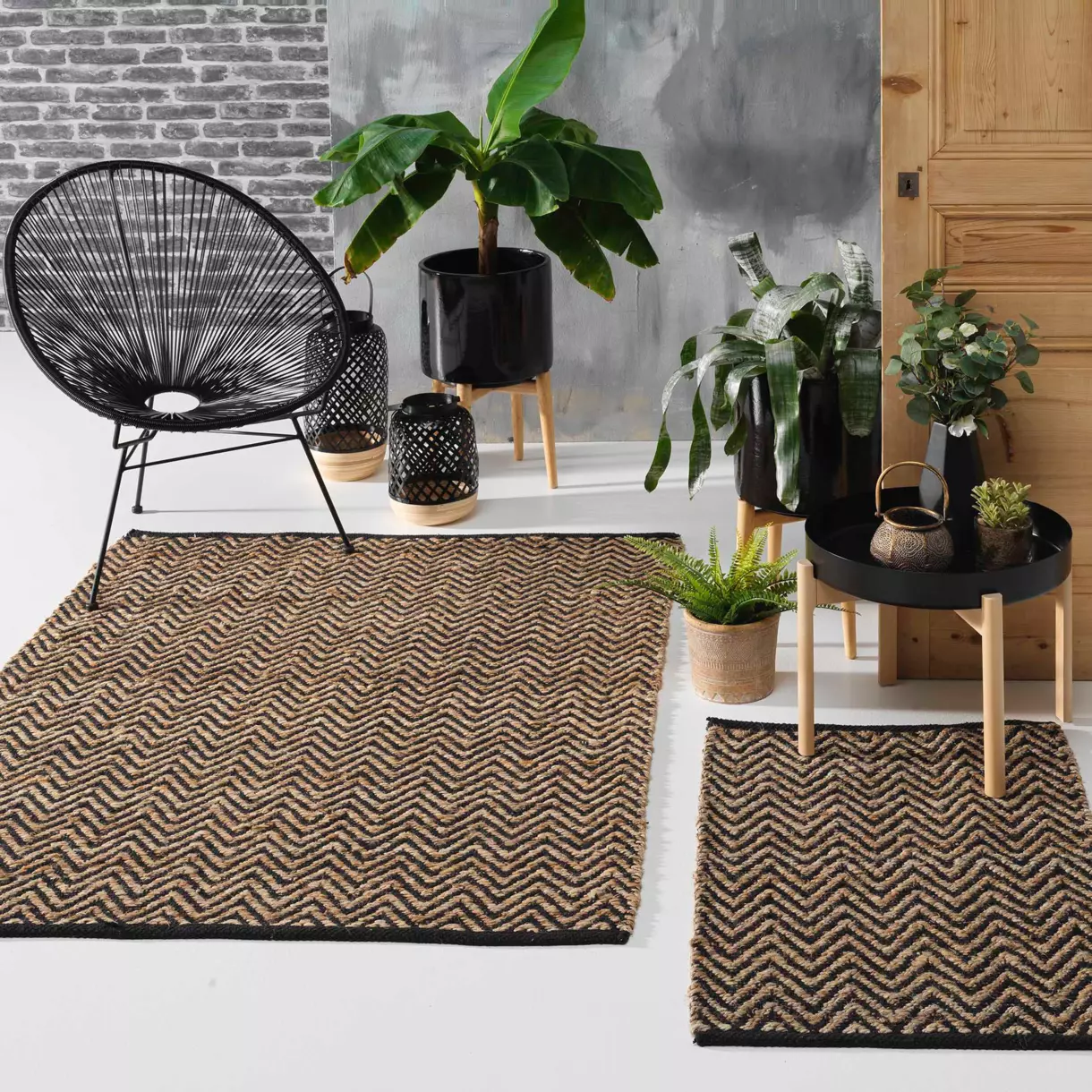 Tapis (170 cm) Zigzag Noir 1