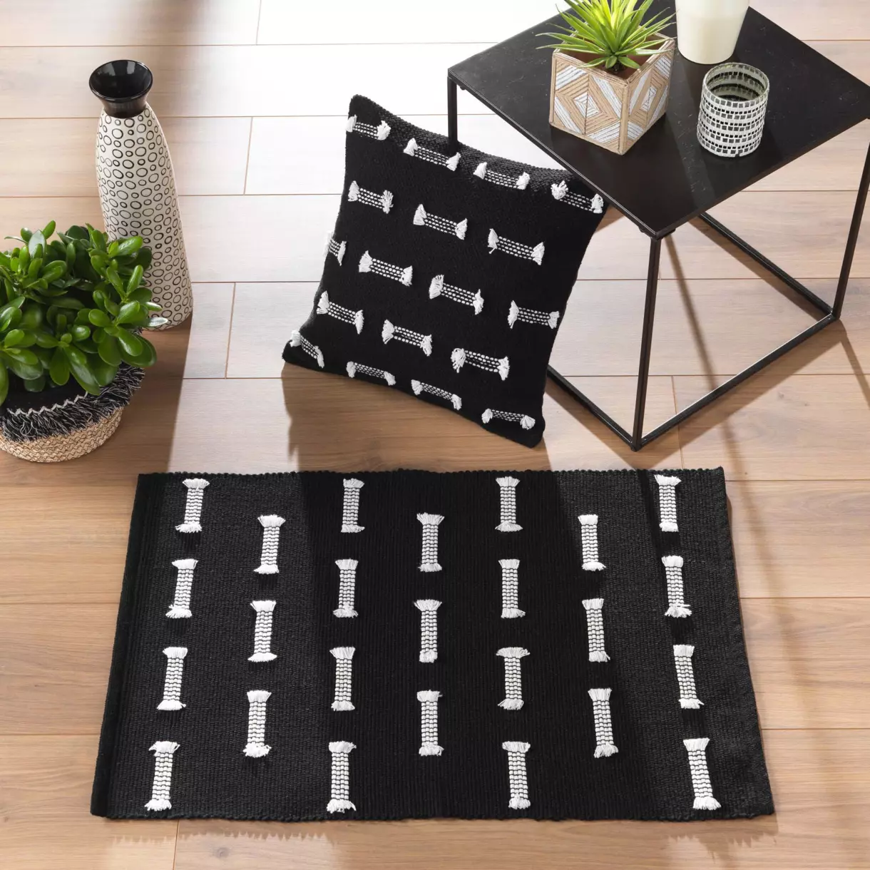 Tapis coton (80 cm) Juline Noir