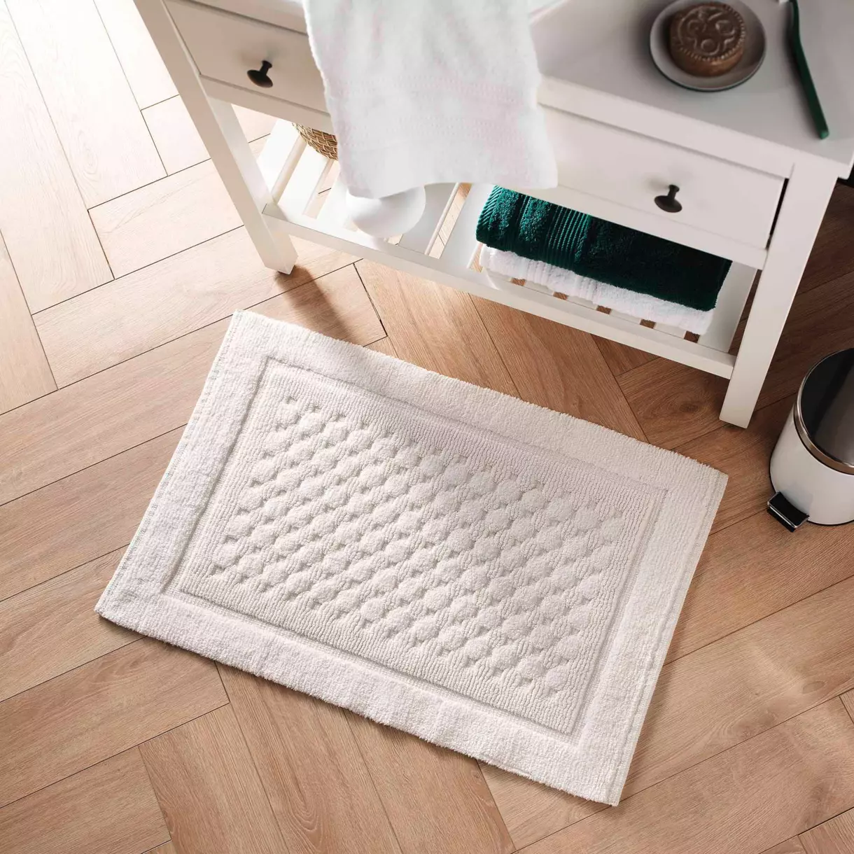Tapis de bain coton (80 cm) Damaris Blanc