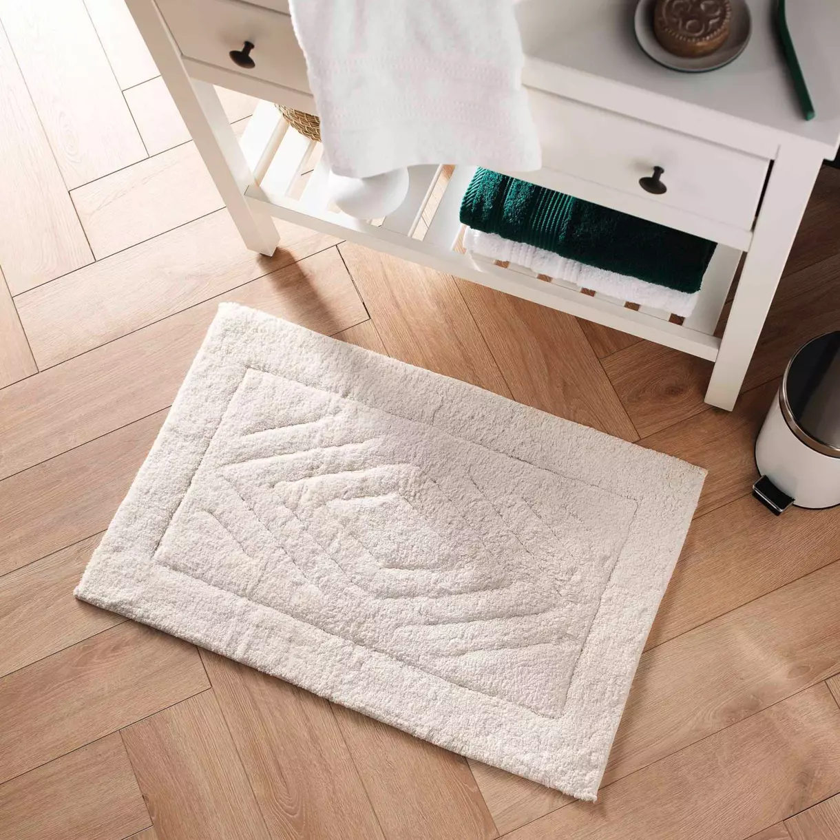 Alfombra de baño algodón (80 cm) Genovis Blanco
