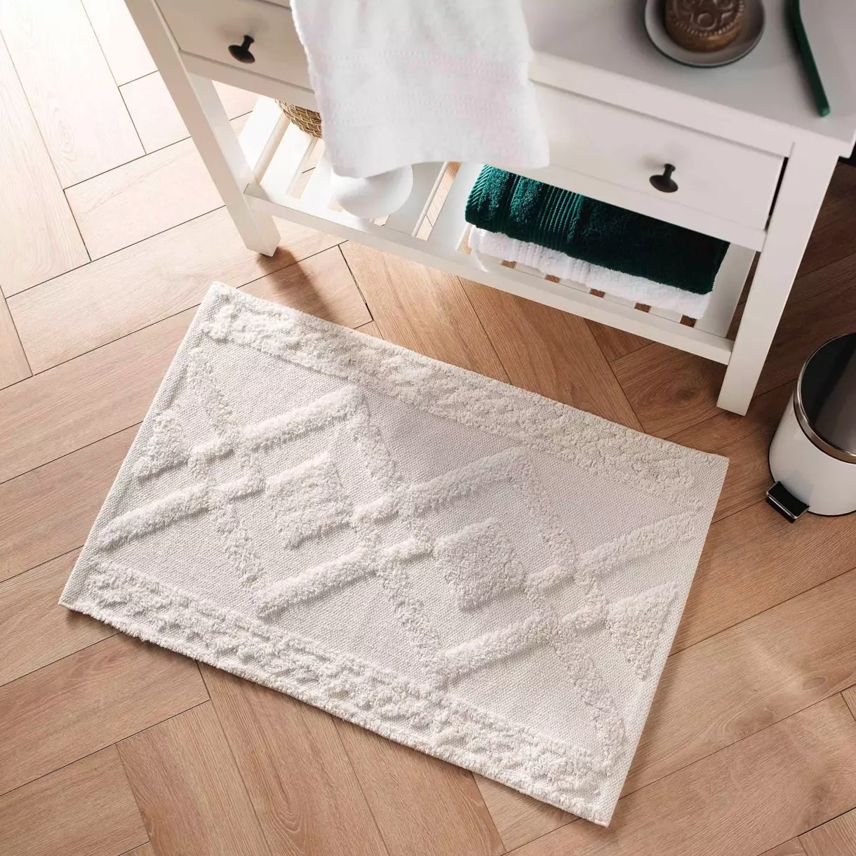 eminza Tapis de bain coton (50 x 80 cm) Gladis Blanc
