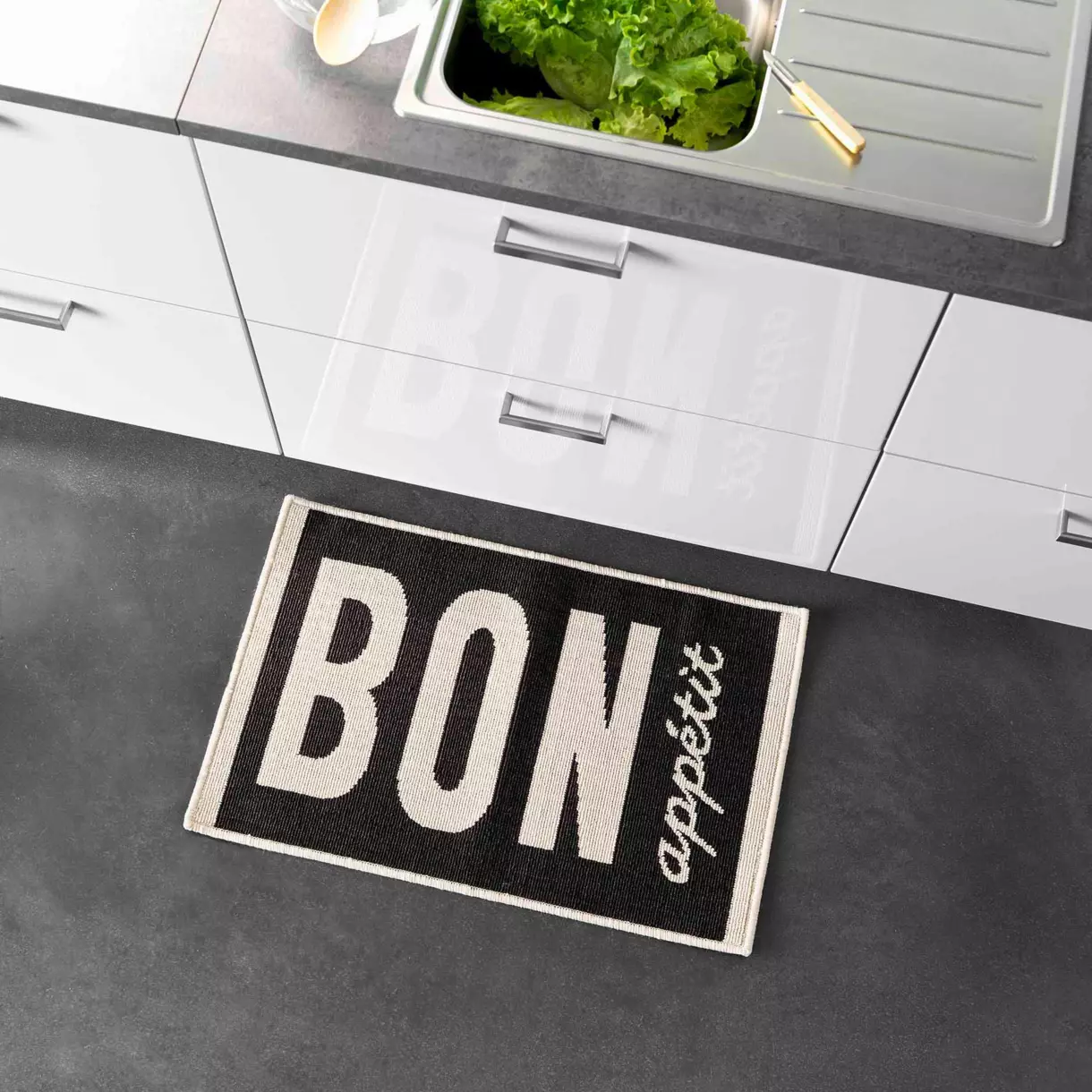 Alfombra de cocina (80 cm) Appetito Negro