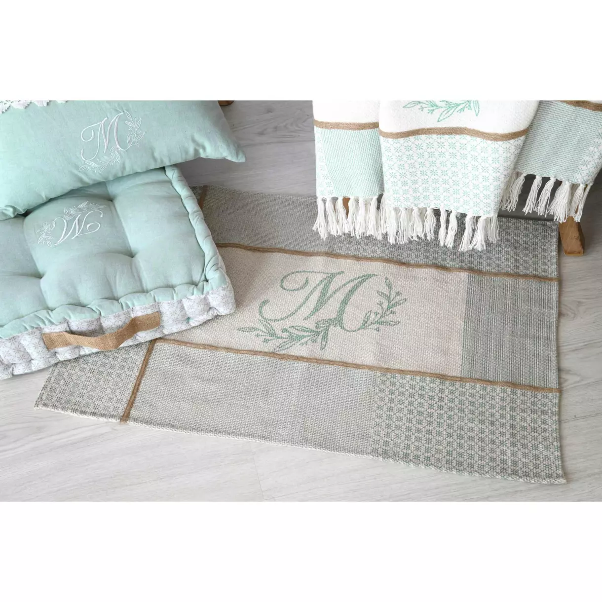 Alfombra de algodón (90 cm) Constance Azul azur 1