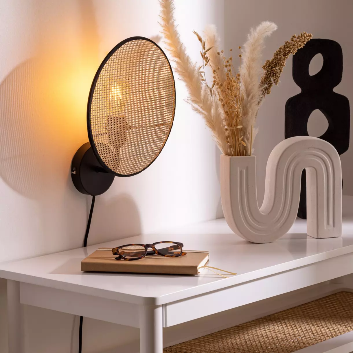 Aplique de pared en ratán  Olme Beige 1