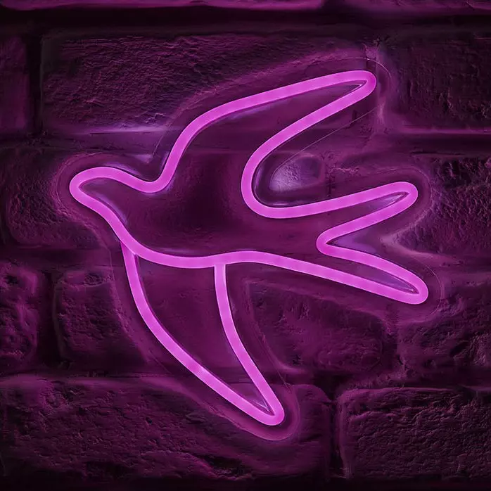 Enseigne lumineuse néon Hirondelle Rose USB 1