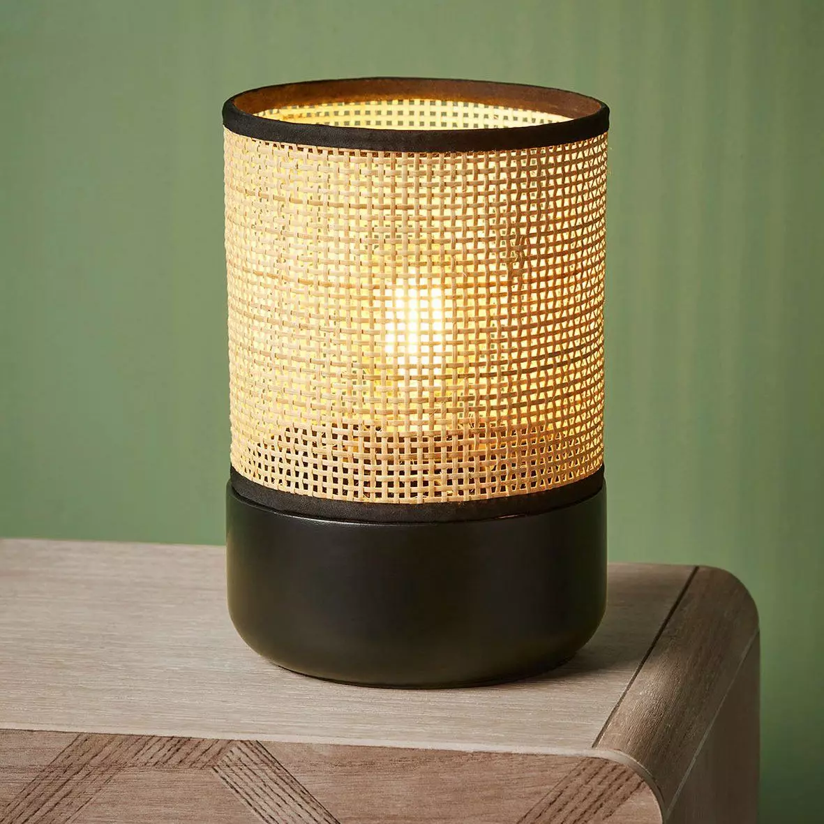 Lampe à poser Rotin petit modèle Alix Noire 1