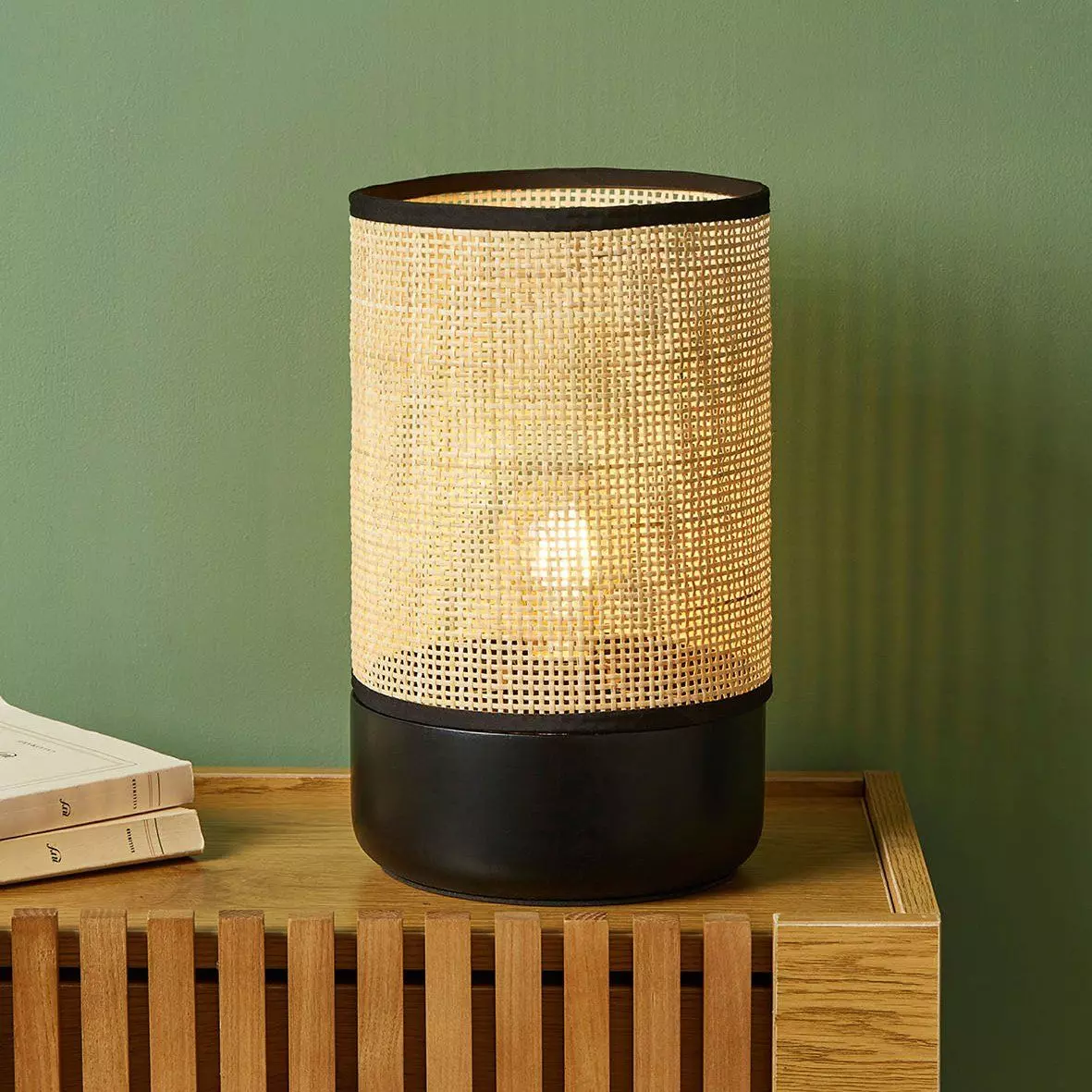 Lampe à poser Rotin grand modèle Alix Noire 1