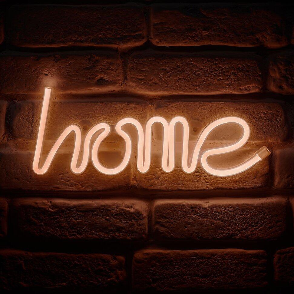 Insegna neon LED Home Bianco a pile 1