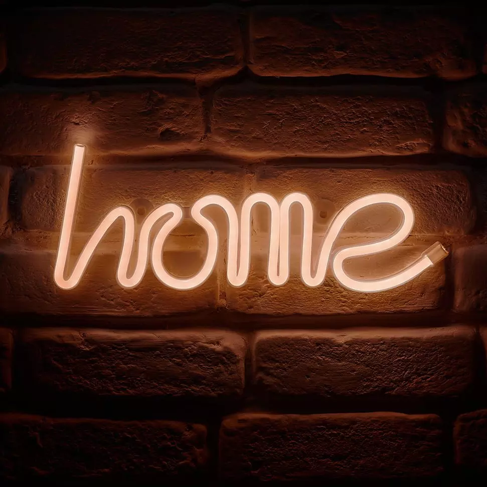 Enseigne lumineuse néon Home Blanc à piles 1