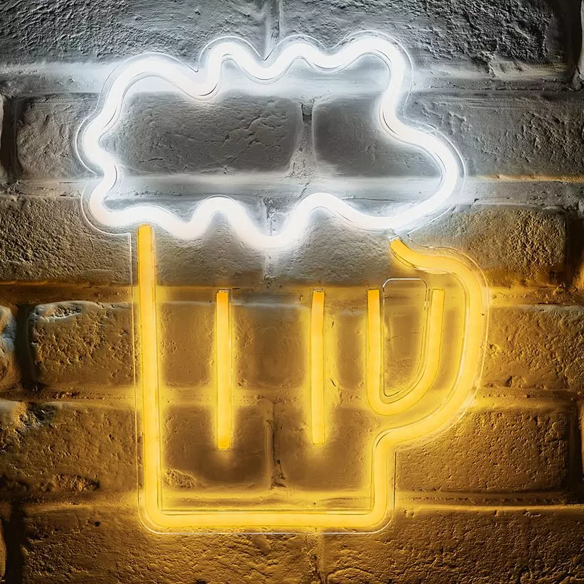 Enseigne lumineuse néon Chope Bière Jaune USB 1