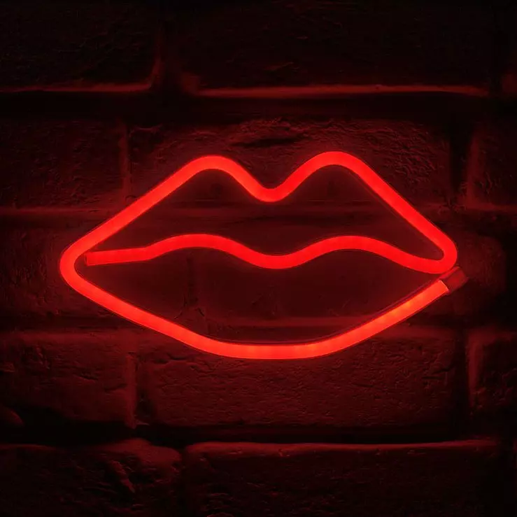 Enseigne lumineuse néon Bouche Rouge à piles 1