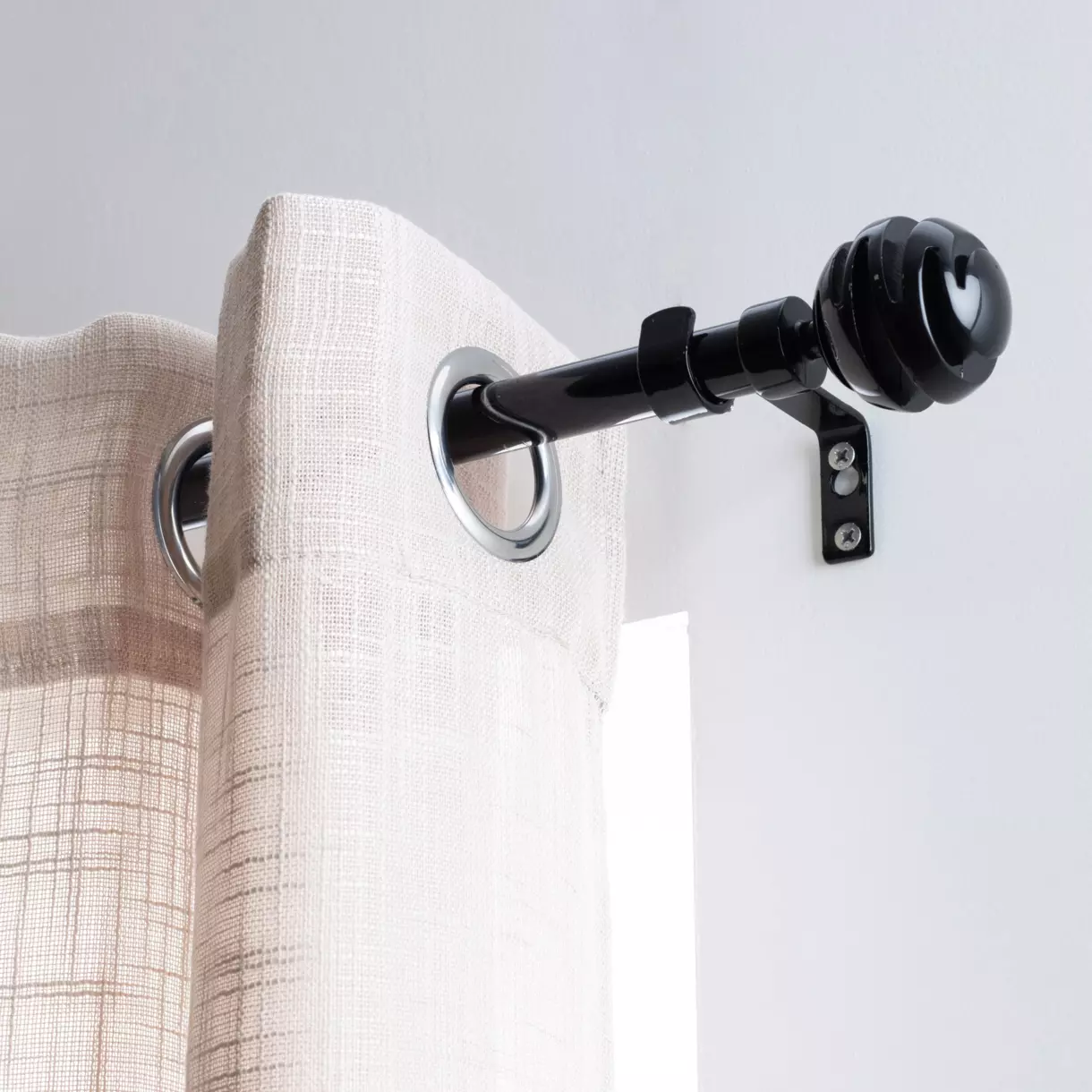 Kit de barra extensible (L210 - L380 cm / D19 mm) Villalouise Negro laqueado 1