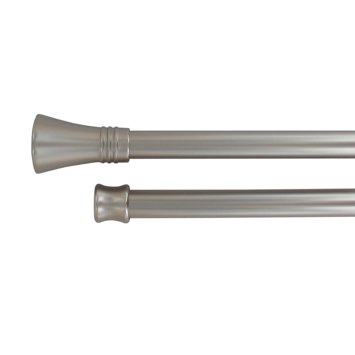 Set ausziehbare Gardinenstange doppelt (L120 - L210 cm / D19 mm) Lotus Silber