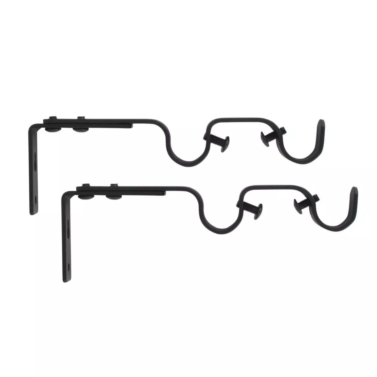 Lot de 2 supports tringles doubles extensibles (L165 - L190 / D20 mm) Jim gouttière Noir mat 1