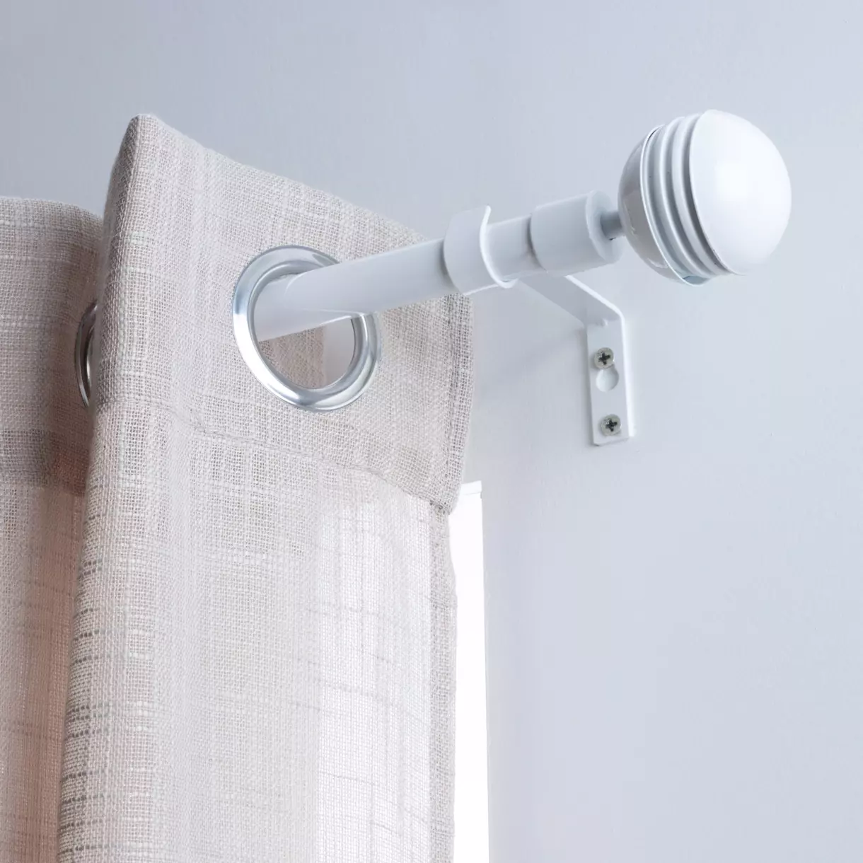 Verlengbare Gordijnroede Kit (L120 - L210 cm/ D19 mm) Zenitude Wit gelakt