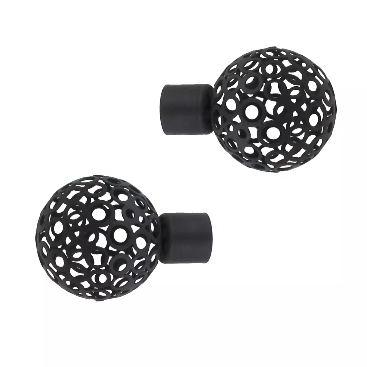 Lot de 2 embouts tringle (D20 mm) Jim Boule perforée Noir mat 1