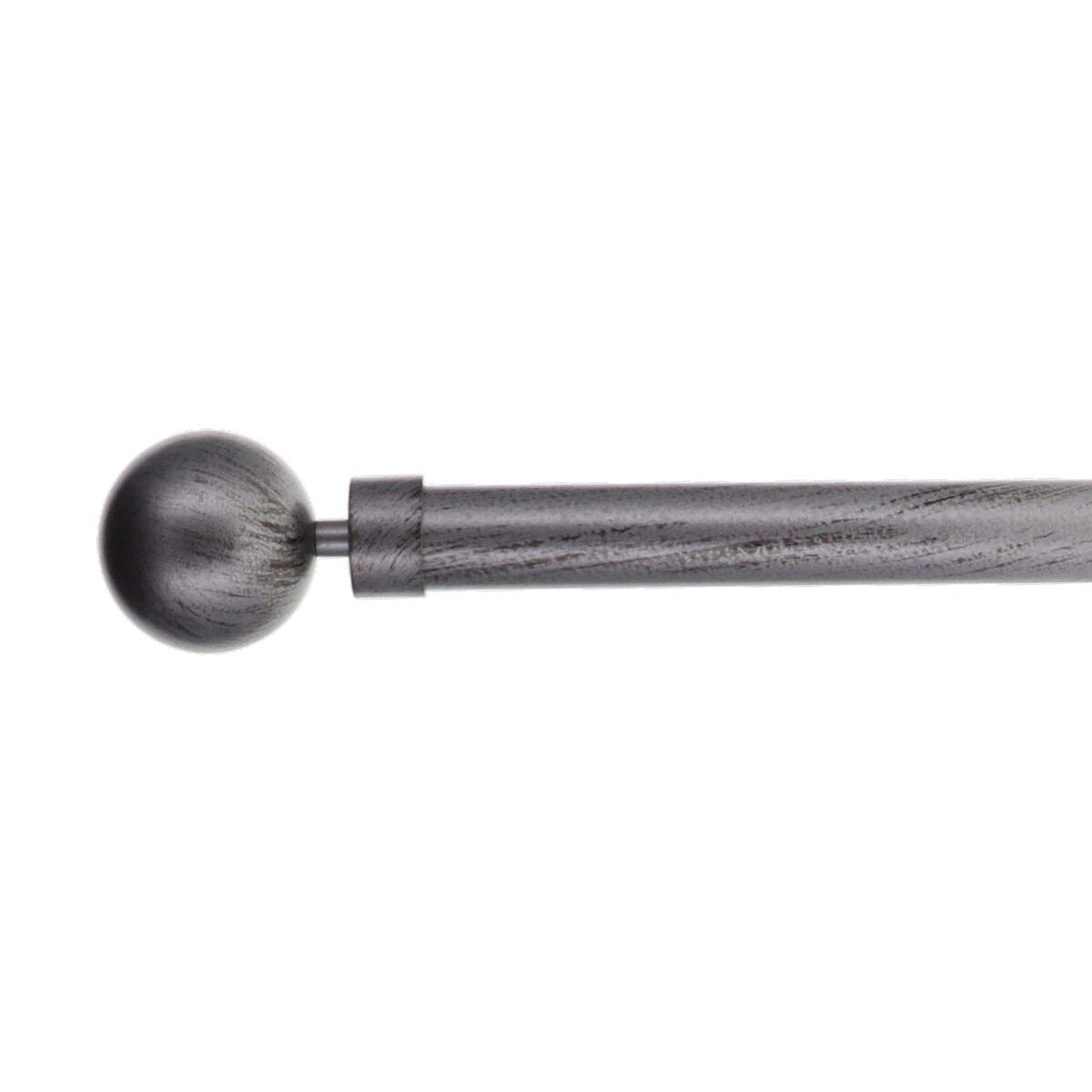 Verlengbare Gordijnroede Kit (L120 - L210 cm/ D28 mm) Gaia Silver en Zwart
