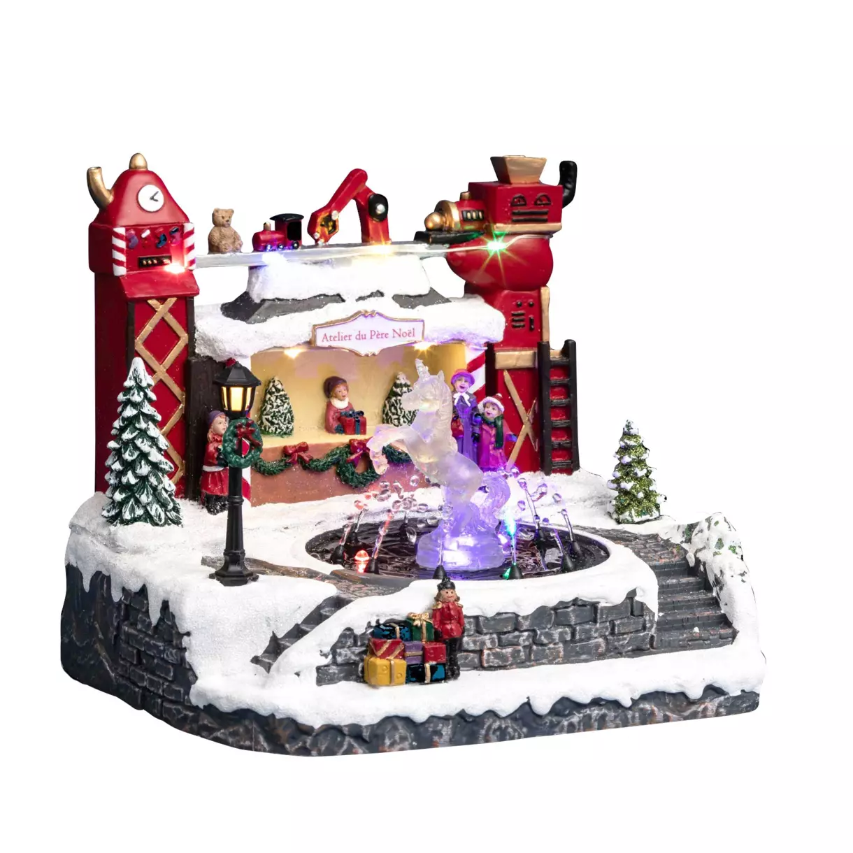Escena de vida iluminada Fuente y taller 1