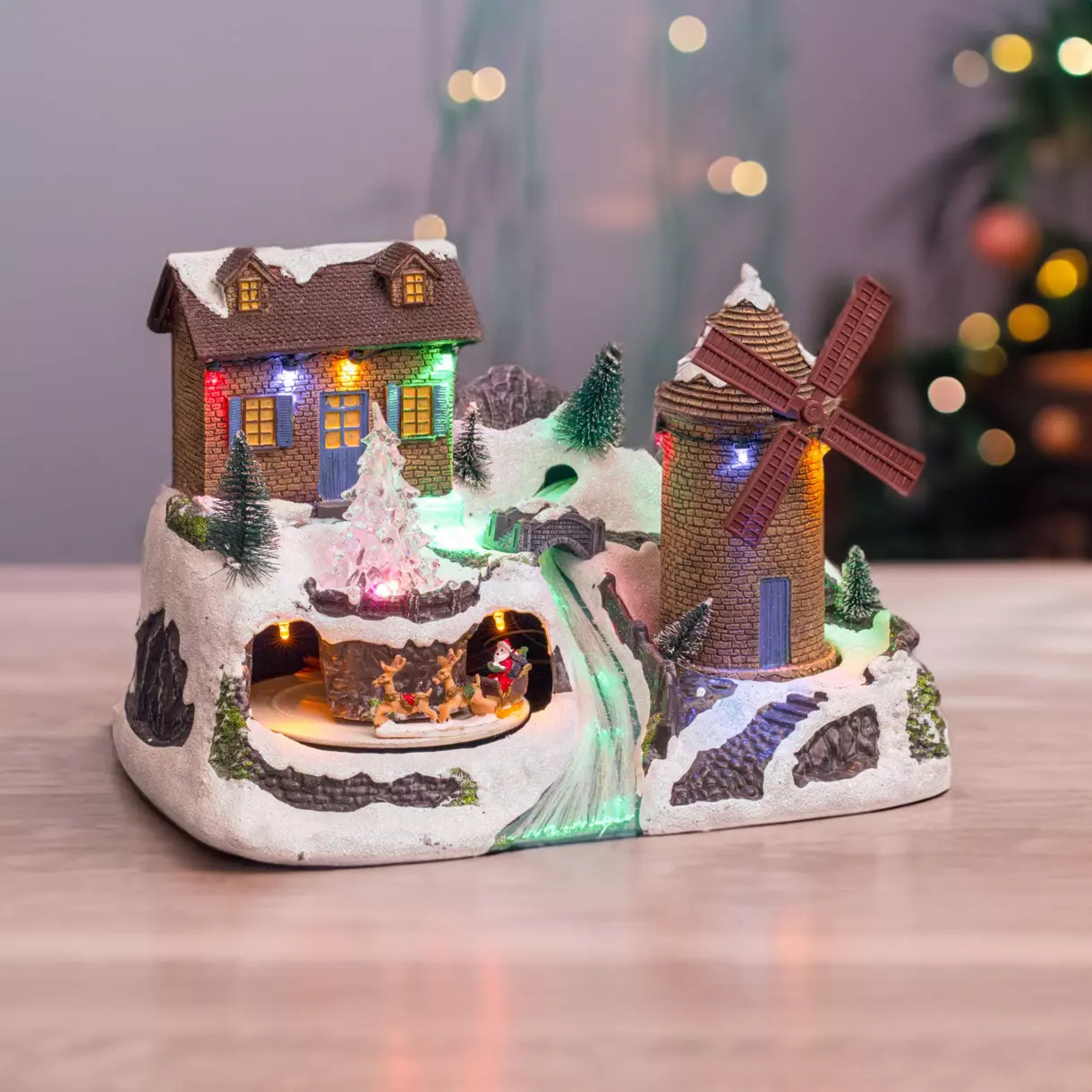 Village de Noël lumineux et musical Moulin à vent 1